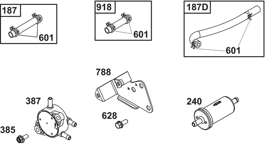 Fuel Supply Group Diagram and Parts List for 385447-0474-B5 200000 - 399999 Briggs and Stratton Engine